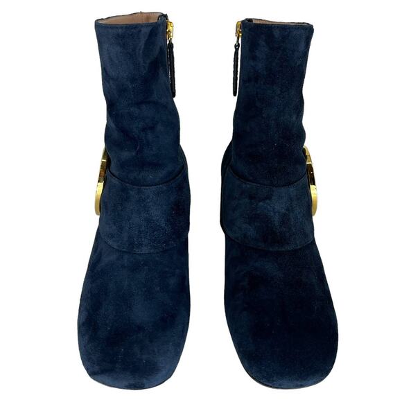 Gucci Blondie Block Heel Booties in Blue Suede - Picture 8 of 14